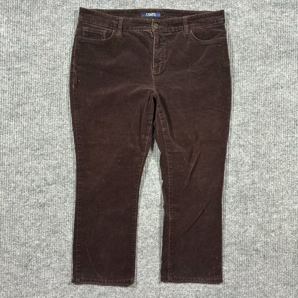 Chaps Women Corduroy Pants Size 14 Petite Brown Madden Straight Casual Classic